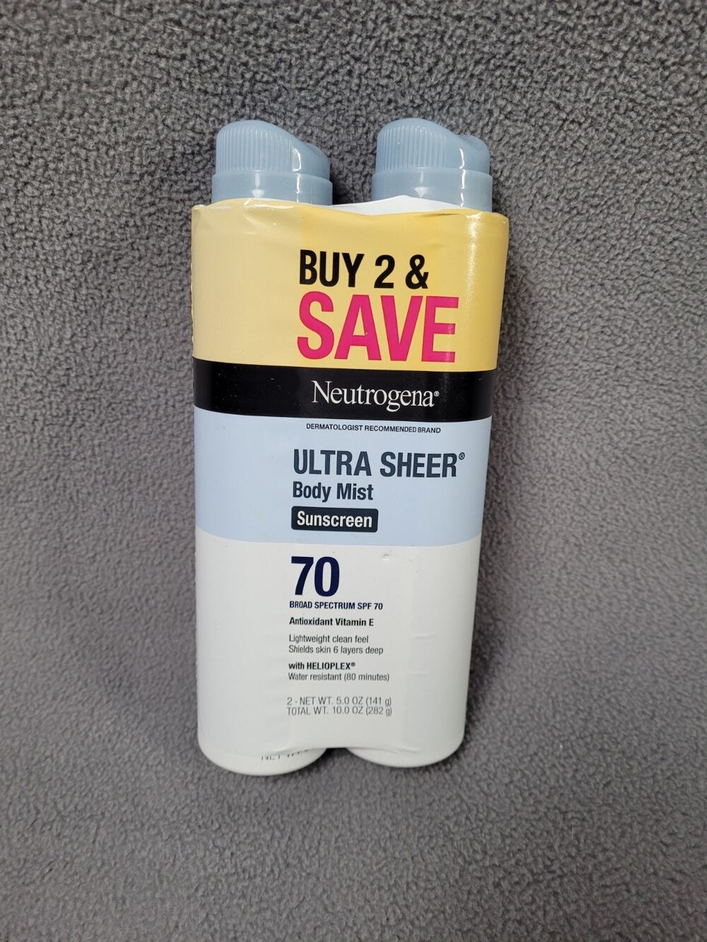 2 Pack Neutrogena Sunscreen Spray SPF 70 5 oz Lightweight New